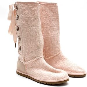 Pink heirloom lace up UGGs sz 8